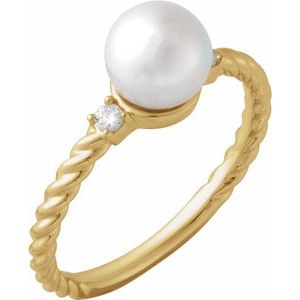Accented Rope Pearl Ring