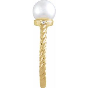 Accented Rope Pearl Ring