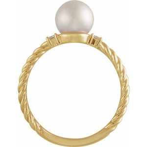 Accented Rope Pearl Ring