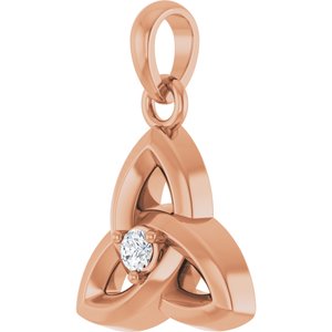 14K Rose Gold .03 CT Lab-Grown Diamond Celtic-Inspired Pendant