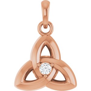 14K Rose Gold .03 CT Natural Diamond Celtic-Inspired Pendant