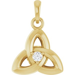 14K Yellow Gold .03 CT Lab-Grown Diamond Celtic-Inspired Pendant