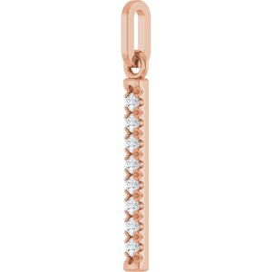 14K Rose Gold 1/8 CTW Natural Diamond Bar Pendant