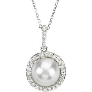 Halo-Style Pearl Necklace or Pendant