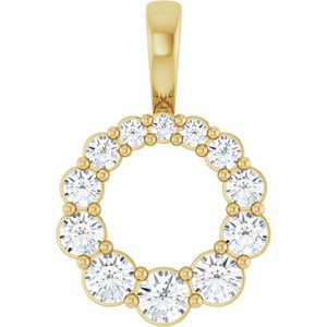 14K Yellow Gold 1/3 CTW Natural Diamond Graduated Circle Pendant
