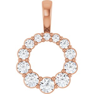 14K Rose Gold 1/3 CTW Natural Diamond Graduated Circle Pendant