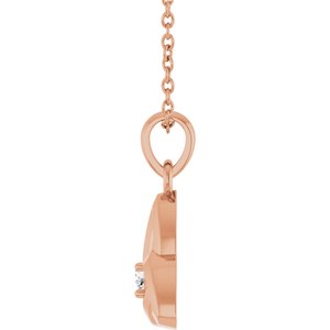 14K Rose Gold .03 CT Natural Diamond Celtic-Inspired 16-18" Necklace