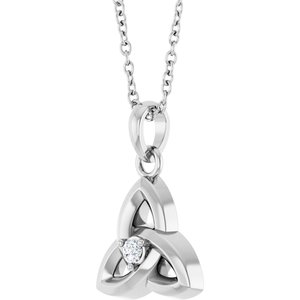 Sterling Silver .03 CT Lab-Grown Diamond Celtic-Inspired 16-18" Necklace