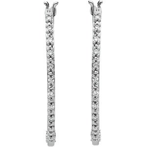 14K White Gold 1/3 CTW Natural Diamond Hoop Earring – image 2