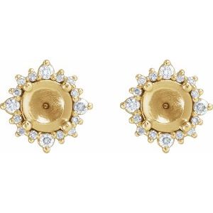 14K Yellow Gold 5 mm Round 1/6 CTW Natural Diamond Semi-Set Halo-Style Earrings – image 2