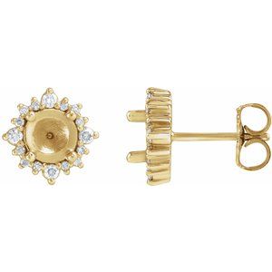 14K Yellow Gold 5 mm Round 1/6 CTW Natural Diamond Semi-Set Halo-Style Earrings