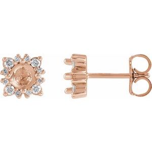 14K Rose Gold 3 mm Round 1/6 CTW Natural Diamond Semi-Set Halo-Style Earrings