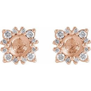 14K Rose Gold 3 mm Round 1/6 CTW Natural Diamond Semi-Set Halo-Style Earrings – image 2