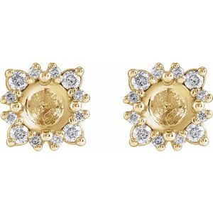 14K Yellow Gold 4 mm Round 1/6 CTW Natural Diamond Semi-Set Halo-Style Earrings – image 2