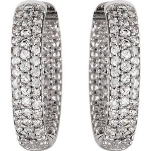 Sterling Silver Imitation White Cubic Zirconia Inside-Outside 19 mm Hoop Earrings – image 2
