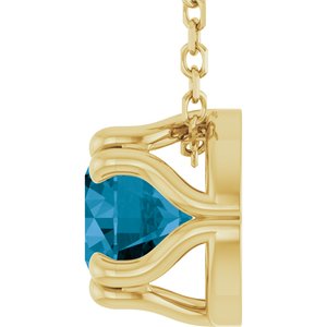 14K Yellow Gold Natural London Blue Topaz 16-18" Necklace