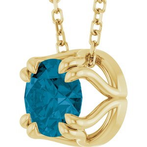 14K Yellow Gold Natural London Blue Topaz 16-18" Necklace