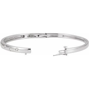 14K White Gold 1/2 CTW Natural Diamond Bangle 6 3/4" Bracelet – image 2