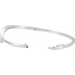 14K White 3/4 CTW Natural Diamond Journey Bangle 6 1/2" Bracelet