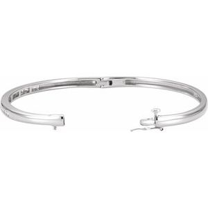 14K White Gold 1/2 CTW Natural Diamond Bangle 6 1/2" Bracelet – image 2