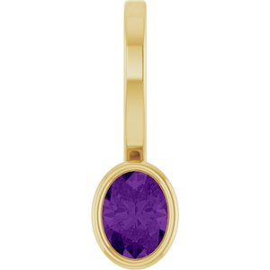 14K Yellow Gold Natural Amethyst Solitaire Charm/Pendant