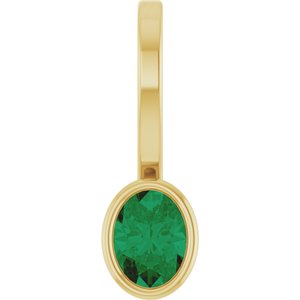 14K Yellow Gold Natural Emerald Solitaire Charm/Pendant