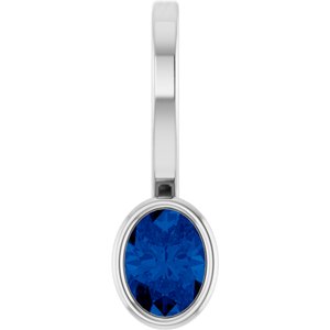 Platinum Lab-Grown Blue Sapphire Solitaire Charm/Pendant