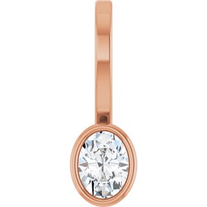 14K Rose Gold Natural White Sapphire Solitaire Charm/Pendant
