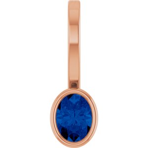 14K Rose Gold Natural Blue Sapphire Solitaire Charm/Pendant