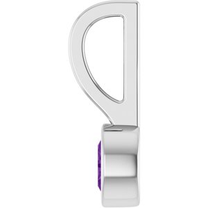 14K White Gold Natural Amethyst Solitaire Charm/Pendant – image 3