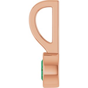14K Rose Gold Natural Emerald Solitaire Charm/Pendant – image 3