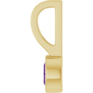 14K Yellow Gold Natural Amethyst Solitaire Charm/Pendant – image 3