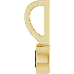 14K Yellow Gold Lab-Grown Blue Sapphire Solitaire Charm/Pendant – image 3