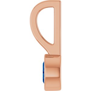 14K Rose Gold Natural Blue Sapphire Solitaire Charm/Pendant