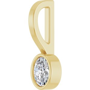 14K Yellow Gold Natural White Sapphire Solitaire Charm/Pendant