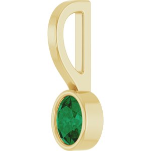 14K Yellow Gold Natural Emerald Solitaire Charm/Pendant – image 2