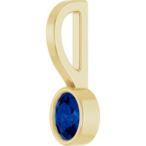 14K Yellow Gold Lab-Grown Blue Sapphire Solitaire Charm/Pendant – image 2