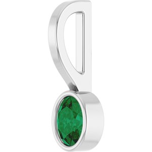 14K White Gold Lab-Grown Emerald Solitaire Charm/Pendant – image 2