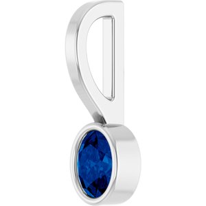 14K White Gold Natural Blue Sapphire Solitaire Charm/Pendant – image 2