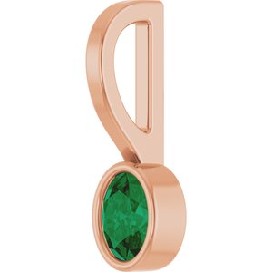 14K Rose Gold Natural Emerald Solitaire Charm/Pendant – image 2