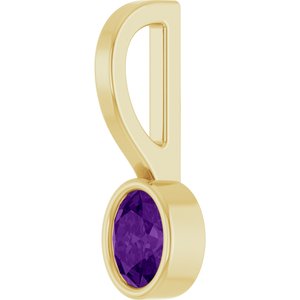 14K Yellow Gold Natural Amethyst Solitaire Charm/Pendant – image 2