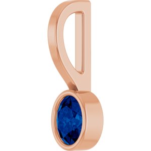 14K Rose Gold Natural Blue Sapphire Solitaire Charm/Pendant