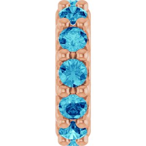 14K Rose Gold Natural Blue Zircon Spacer Charm/Pendant