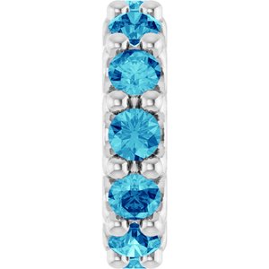 Platinum Natural Blue Zircon Spacer Charm/Pendant