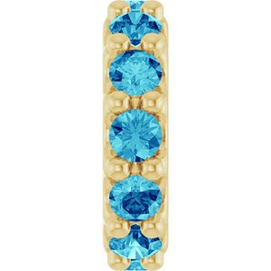14K Yellow Gold Natural Blue Zircon Spacer Charm/Pendant
