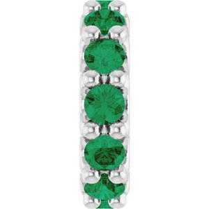 14K White Gold Lab-Grown Emerald Spacer Charm/Pendant