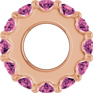 14K Rose Gold Natural Pink Tourmaline Spacer Charm/Pendant