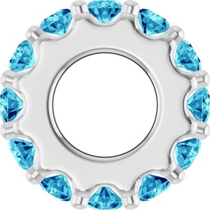 14K White Gold Natural Blue Zircon Spacer Charm/Pendant – image 3