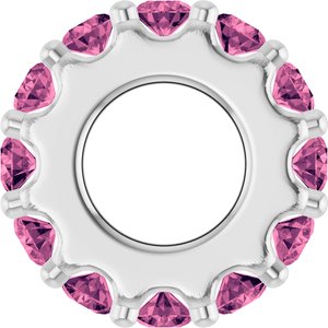 14K White Gold Natural Pink Tourmaline Spacer Charm/Pendant – image 3