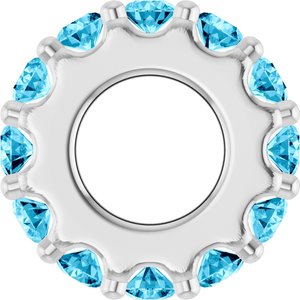 14K White Gold Natural Aquamarine Spacer Charm/Pendant – image 3